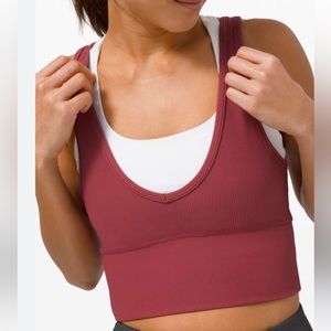 Maroon LULULEMON power pivot tank